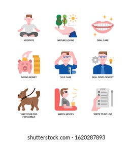 Smart life icons set flat style