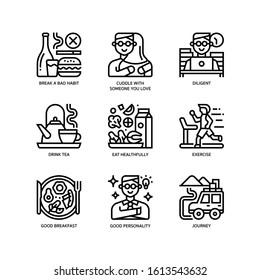 Smart life icons set outline style