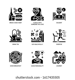 Smart life icons set solid style