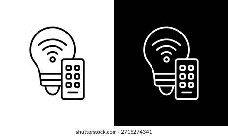Smart Glühbirne Umriss weißes Symbol Set Design