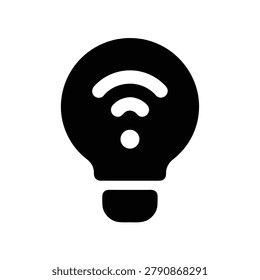 smart light bulb silhouette vector art illustration, black and white design