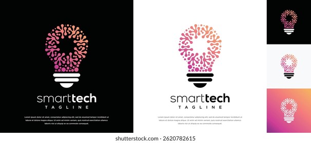 smart light bulb technology logo design template. technology bulb logo icon