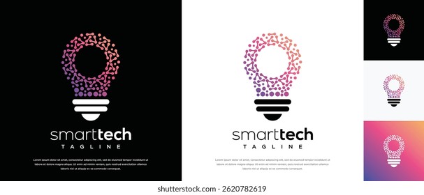 smart light bulb technology logo design template. technology bulb logo icon
