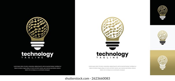  smart light bulb technology logo design template. technology bulb logo icon
