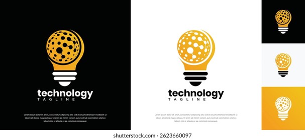  modelo de design de logotipo de tecnologia de lâmpada de luz inteligente. ícone de logotipo de lâmpada de tecnologia