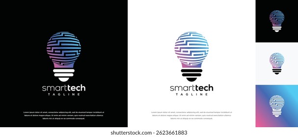 smart light bulb technology logo design template. technology bulb logo icon