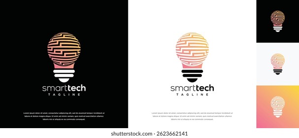 smart light bulb technology logo design template. technology bulb logo icon