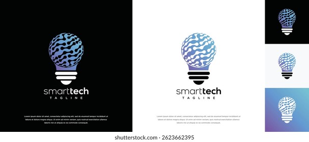 modelo de design de logotipo de tecnologia de lâmpada de luz inteligente. ícone de logotipo de lâmpada de tecnologia