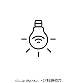Icono de contorno de Tecnología inalámbrica de bombilla inteligente