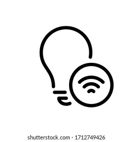 Icono de luz inteligente sobre fondo blanco. Tecnología de comunicación inalámbrica. Concepción de idea creativa e innovación. Bombilla.