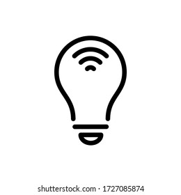 Symbol für intelligentes Licht auf weißem Hintergrund. Drahtlose Kommunikationstechnologie. Konzept kreative Idee und Innovation. Glühbirne.
