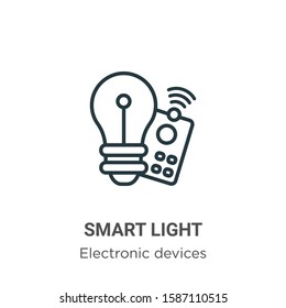Smart light outline vector icon. Thin line black smart light icon, flat vector simple element illustration from editable electronic devices concept isolated on white background