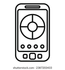 Smart lightbulb remote phone control icon outline vector. Color solve. Online mobile