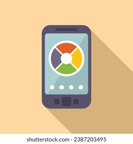 Smart lightbulb remote phone control icon flat vector. Color solve. Online mobile
