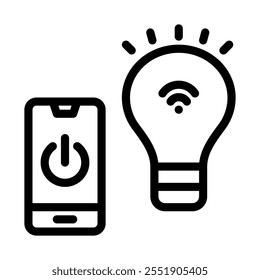 Smart lighting icon line style transparent