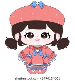 smart little baby girl playful character kids illustration