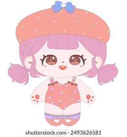 
smart little girl with hat character vector.