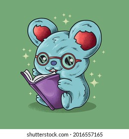 smart little mouse grunge style illustration vector