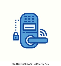 smart lock blue icon, isolated icon in light background, perfect for website, blog, logo, graphic design, social media, UI, mobile app
