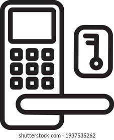Smart Lock Door outline icon for website or other content