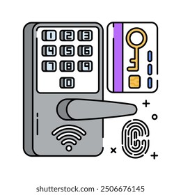 Smart Lock Fill Color Icon, Vector illustration.