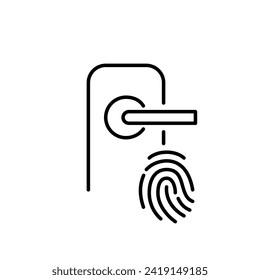 Smart lock with fingerprint recognition. Pixel perfect, editable stroke icon