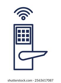 smart lock home isolated line icon