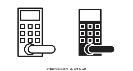 Smart lock icon in a black stroke vector design and flat solid version on white background