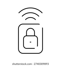 Smart lock icon displaying wireless signals, representing keyless entry, home automation, and advanced security solutions for protecting property and data