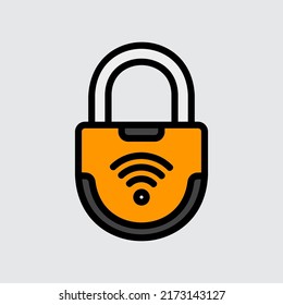 Smart lock icon in filled line style about smart home, use for website mobile app presentation