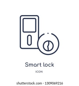smart lock icon from smart home outline collection. Thin line smart lock icon isolated on white background.