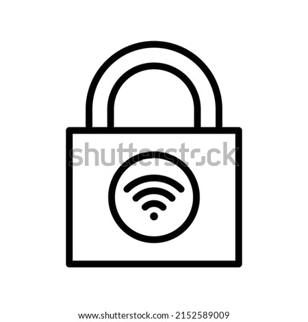 Smart Lock Icon. Line Art Style Design Isolated On White Background
