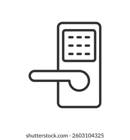 Smart lock, icon in line design. Smart locks, keyless entry, digital locks, smart home security, wireless locks on white background vector. Smart lock, icon in line design, editable stroke icon