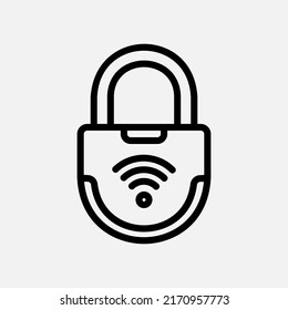 Smart lock icon in line style about smart home, use for website mobile app presentation