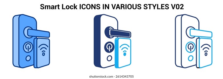 Smart Lock icon represented by Smart door Lock Blue, Dualline, Dualtone style.