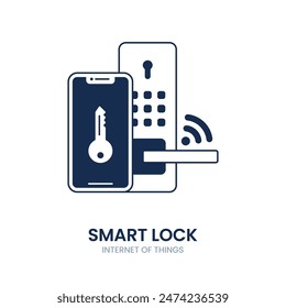 Smart lock icon. smart lock, security, technology, system, smart, home, safety, unlock, house, digital, control, door, lock, key, electronic. Vector icon illustration