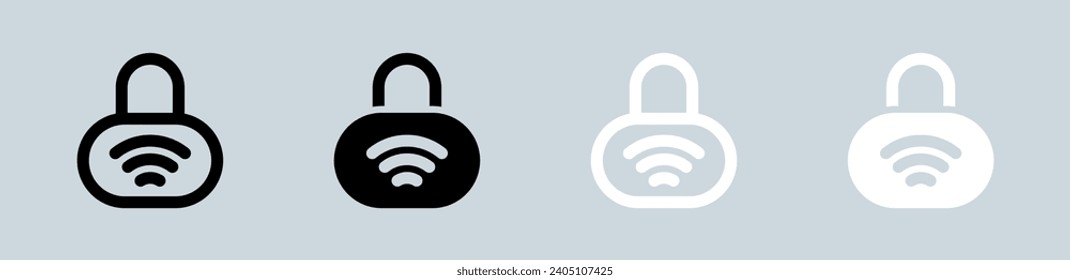 Smart lock icon set in black and white. Digital security signs vector illustration.