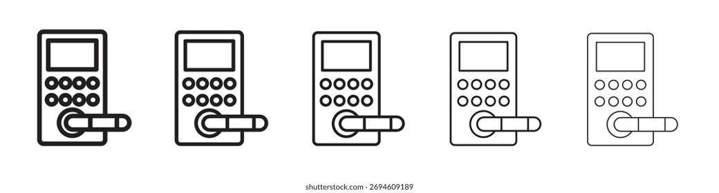 Smart lock icon symbols set. Editable stroke collection.