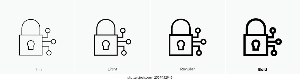 smart lock icon. Thin, Light Regular And Bold style design isolated on white background