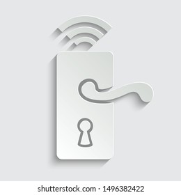  Smart lock icon. Wireless door lock vector icon.   paper icon  with shadow 