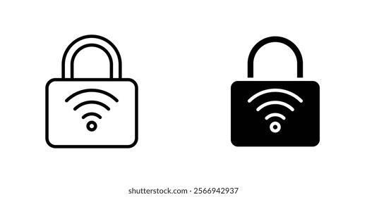 Smart lock icons. black and white vector set.