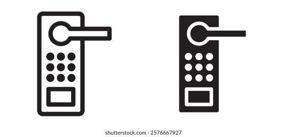 Smart lock icons in outline and stroke versions