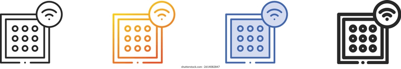 smart lock icon.Thin Linear, Gradient, Blue Stroke and bold Style Design Isolated On White Background