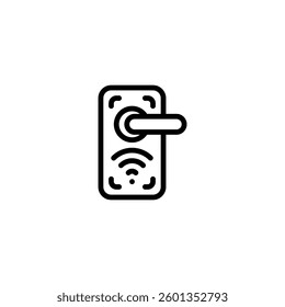 smart lock internet of thing outline icon and illustration