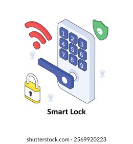 Smart Lock isometric Colored illustration. EPS File stock illustration