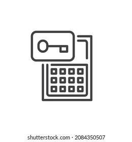 Smart lock key line icon. linear style sign for mobile concept and web design. Smart door lock outline vector icon. Symbol, logo illustration. Vector graphics