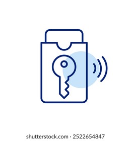 Smart lock key with wi-fi symbol. Digital access to spaces and networks. Pixel perfect vector con