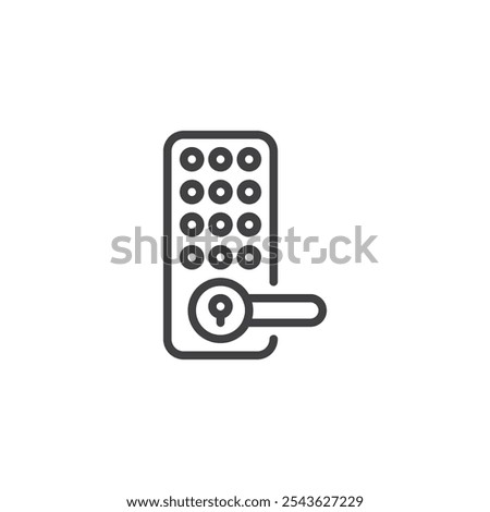 Smart Lock line icon. linear style sign for mobile concept and web design. Digital lock with keypad outline vector icon. Security system symbol, logo illustration. Vector graphics