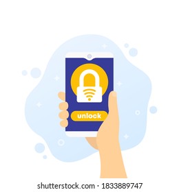 smart lock mobile app, phone in hand