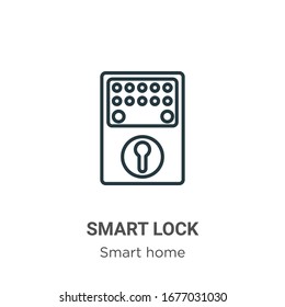 Smart lock outline vector icon. Thin line black smart lock icon, flat vector simple element illustration from editable smart home concept isolated stroke on white background